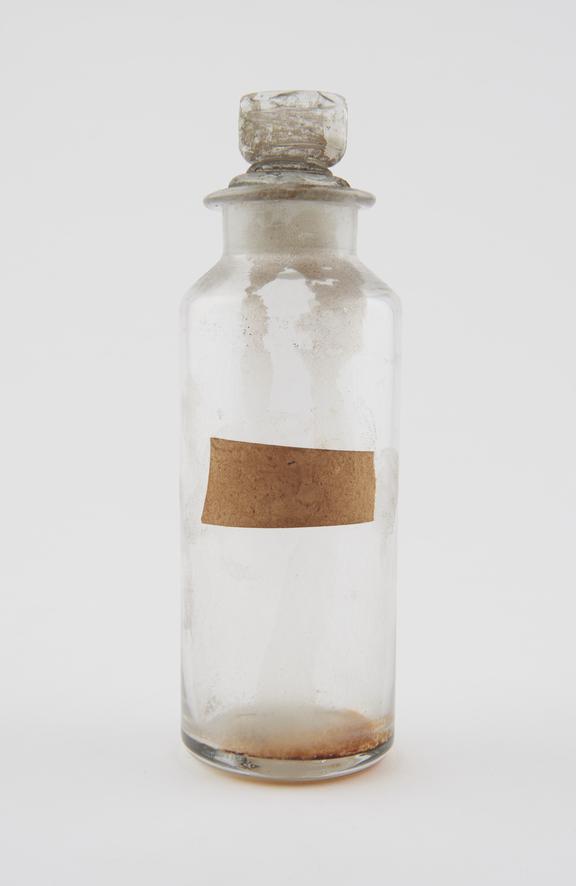 Clear glass shop-round, cylindrical with ground glass stopper
