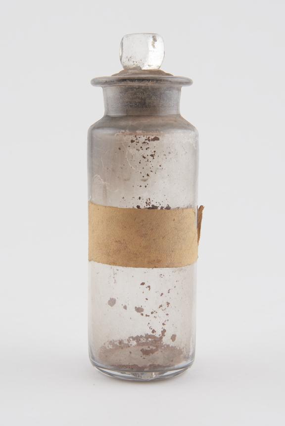 Bottle, shop round, clear glass, English, 1850 to 1900