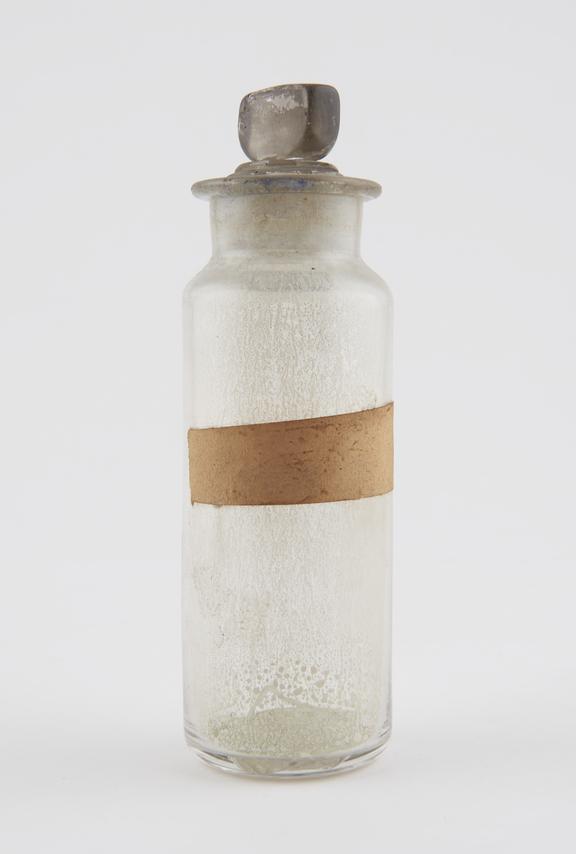 Bottle, shop round, clear glass, English, 1850 to 1900