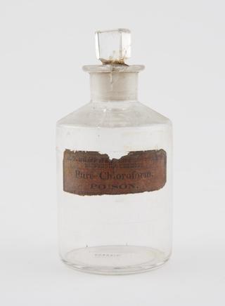 Empty glass bottle for chloroform
