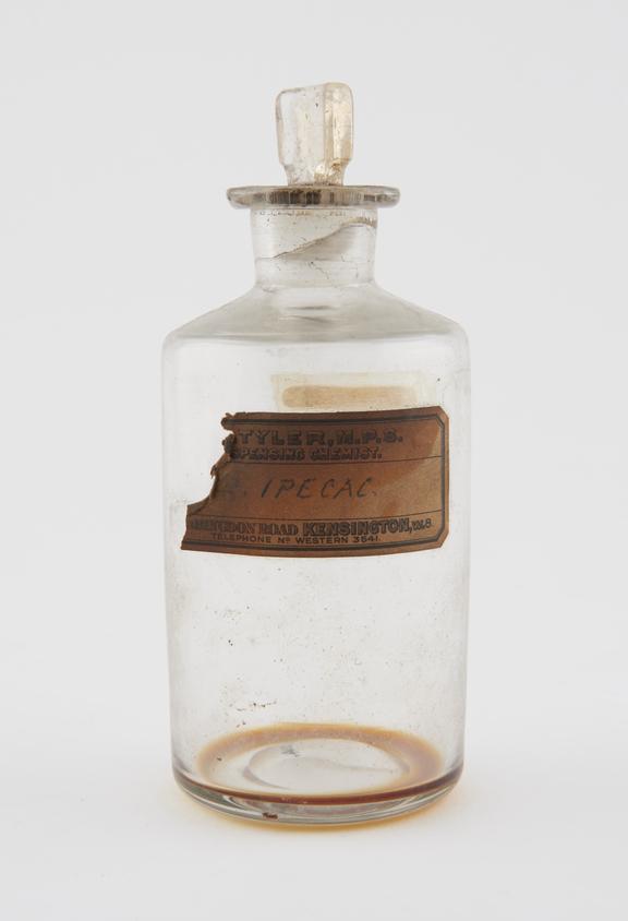 Bottle, clear glass, trace contents