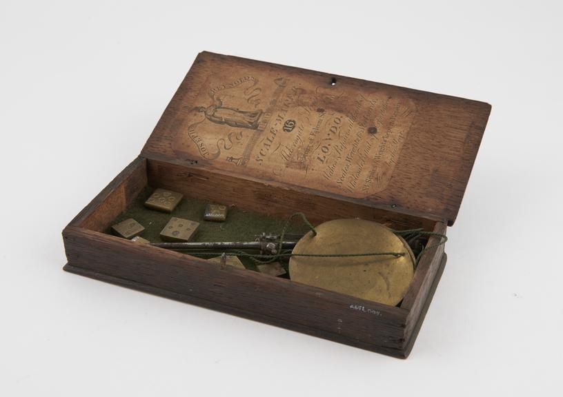 Apothecary's scales with steel beam and brass pans