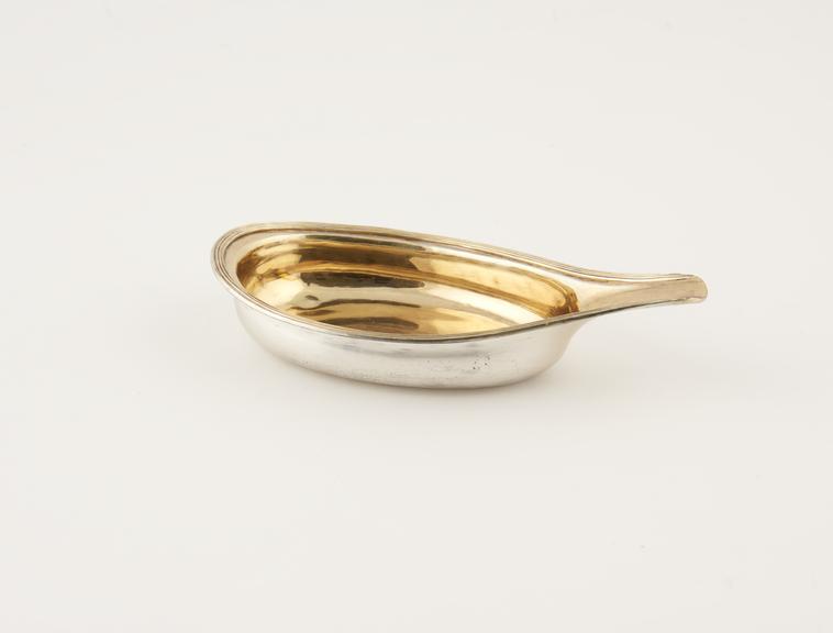 Sterling silver gilt pap boat, boat shaped