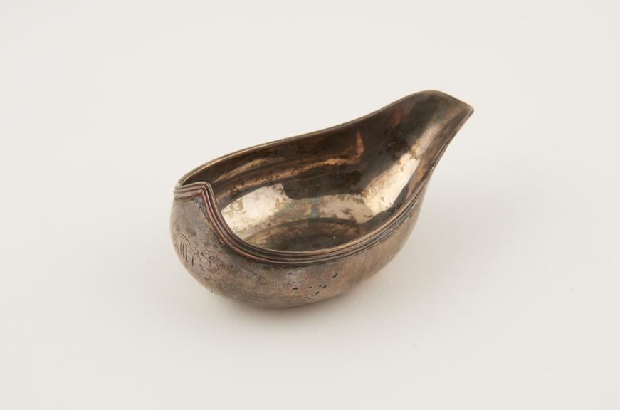 Sterling silver pap boat, probably by Samuel Massey