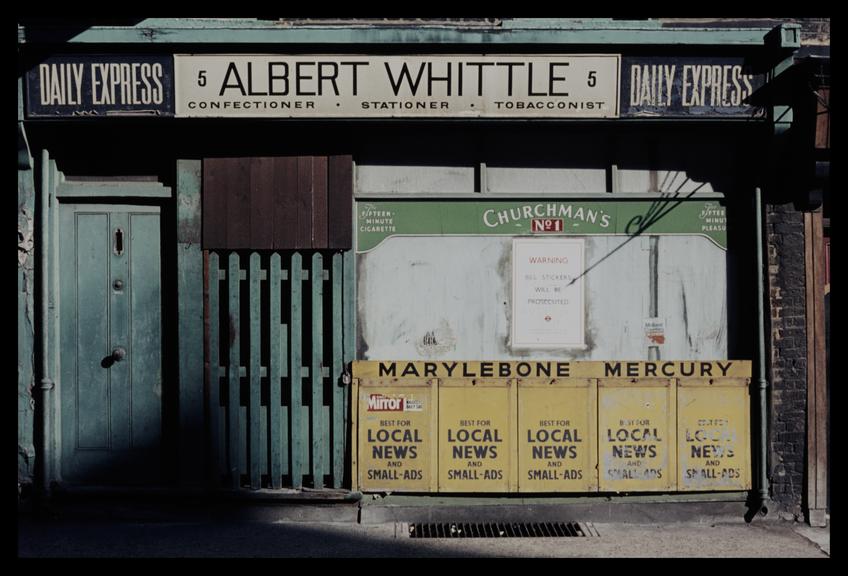 A colour transparency of Albert Whittle' newsagent