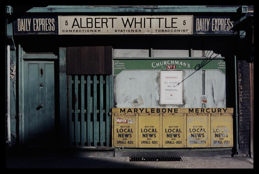 A colour transparency of 'Albert Whittle' confectioner