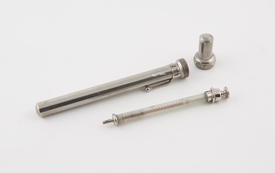 Tuberculin syringe, Record type, glass and nickel-plated brass