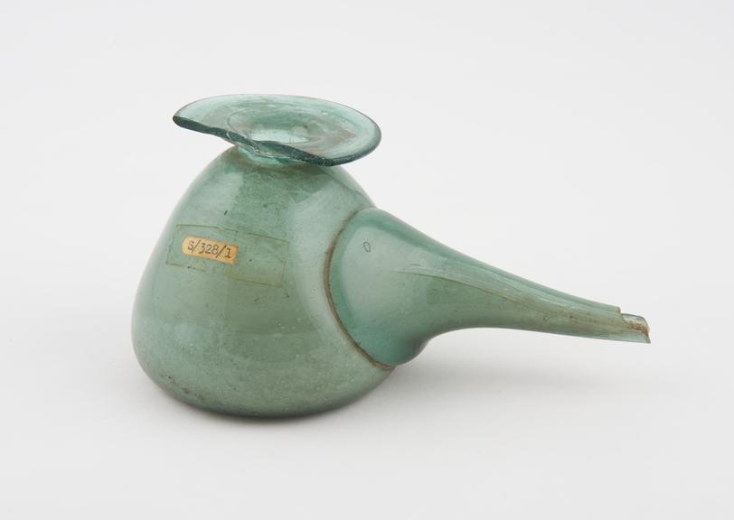 Glass flask with spout, possibly Moorish