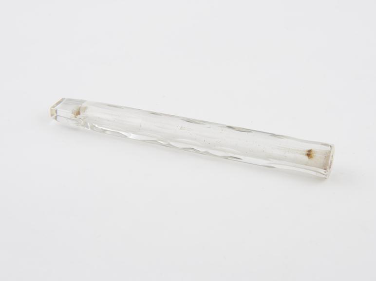 Glass perfume bottle, colourless