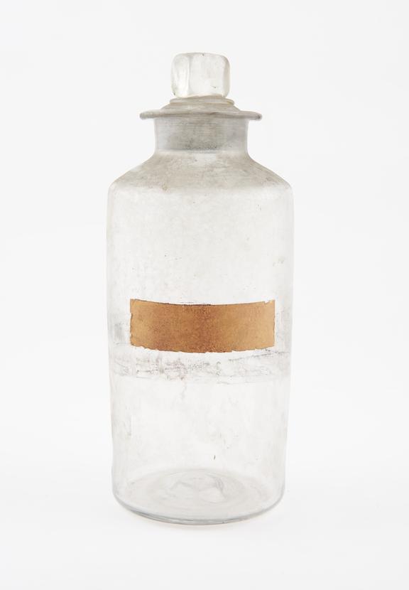 Bottle, clear glass, empty, English, late 19th century