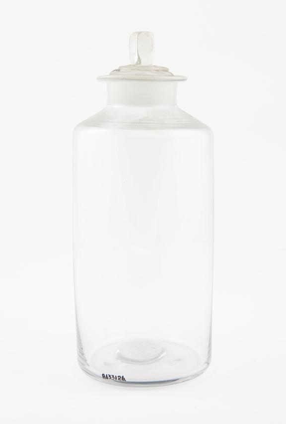 Bottle, clear glass, empty, unused, English, late 19th century