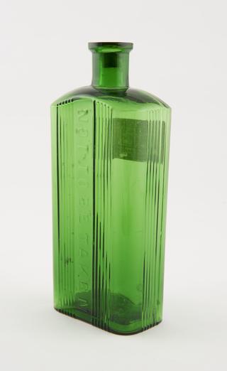 Poison bottle, emerald green glass, labelled
