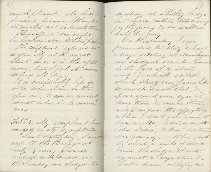 Pages 8 and 9 of Jeremiah Head's diary