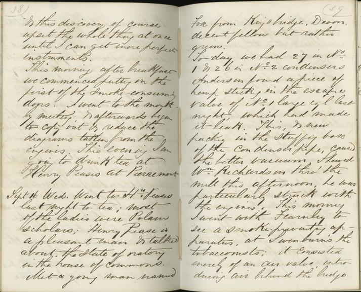 Pages 38 and 39 of Jeremiah Head's diary