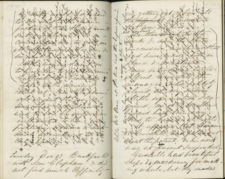 Pages 124 and 125 of Jeremiah Head's diary