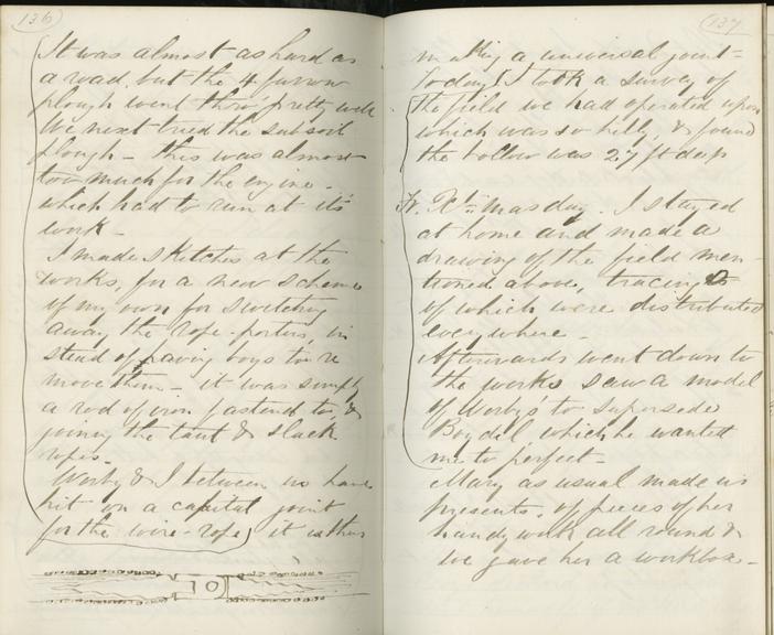 Pages 136 and 137 of Jeremiah Head's diary