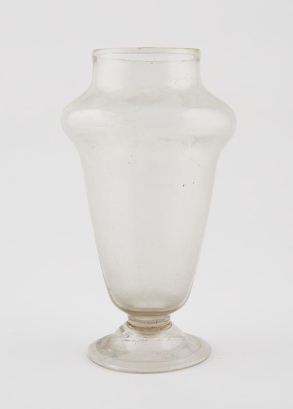 Glass display bottle, vase-like with foot