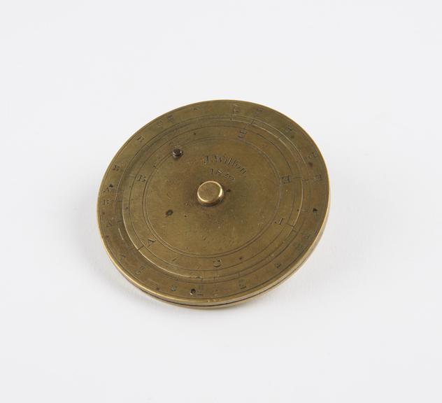 Musical transposition calculator, in circular slide-rule format