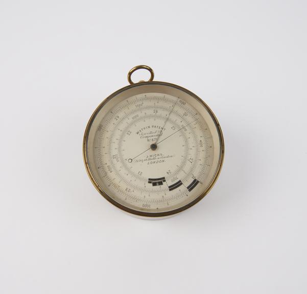 Watkin aneroid barometer, patented 1886, by J. Hicks