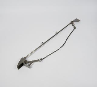 Vertical arm, scoop, lid and chain from Fitzgerald sounding machine