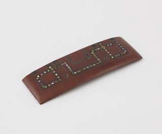 Rectangular hair slide of mahogany brown Parkesine