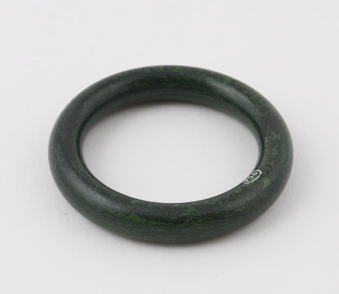 Parkesine ring, mottled dark green, made by Alexander Parkes, c