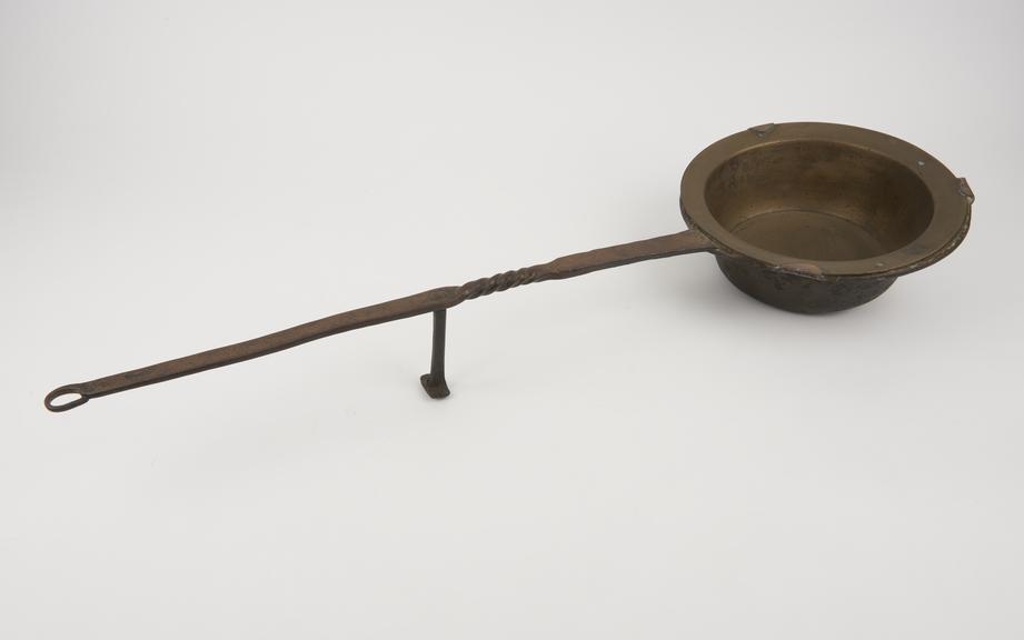 Pan, brass on iron handle, C19, European