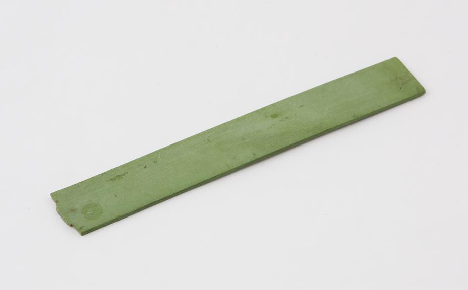 Parkesine green strip, made by Alexander Parkes; c. 1862. (P14)