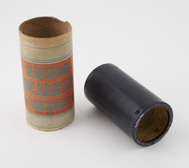 Blue Amberol phonograph cylinder of black cellulose nitrate