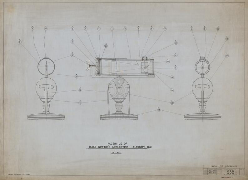 Facsimile of Isaac Newton's Reflecting Telescope 1671