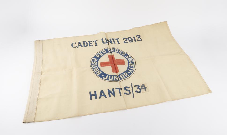 Hand painted flag for the British Red Cross Junior section