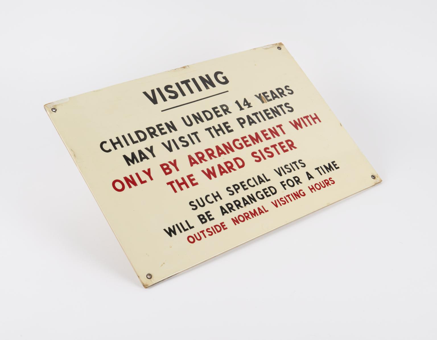 Hospital ward sign, England, 1948-1970 | Science Museum Group Collection