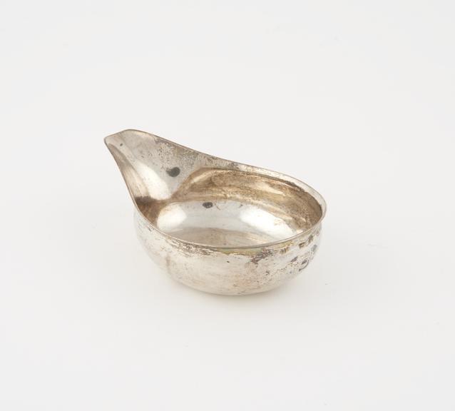 Silver pap boat, plain,  WS (maker), London, 1762.