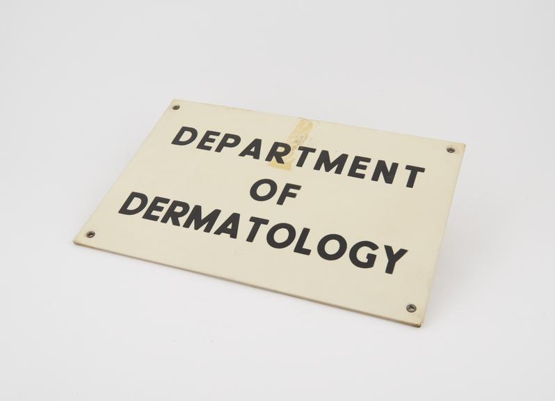 Nickel plated rectangular sign for Dept