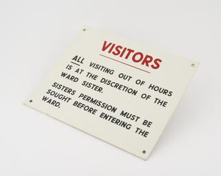 Hospital sign from Liverpool Royal Infirmary, England, 1970-1980