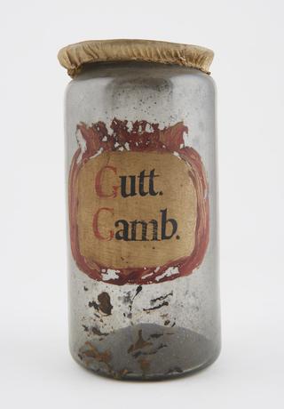 Drug jar, labelled "Gutt Gamb" (Gamboge)