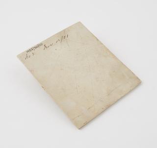 Rectangular piece of flat cream coloured Parkesine