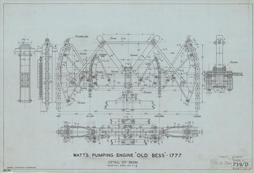 Watt's Pumping Engine 'Old Bess' 1777 Detail of Beam