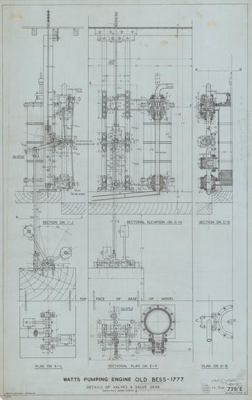 Watt's Pumping Engine 'Old Bess' 1777 Details of Valves and Valve Gear