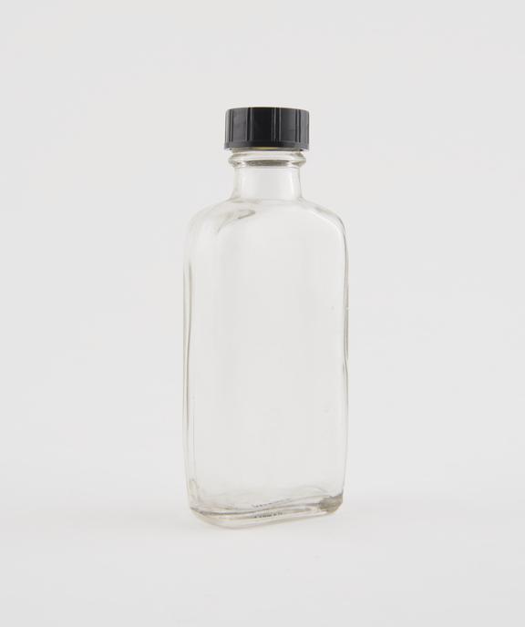 Bottle, shop round, clear glass, unlabelled, empty, English