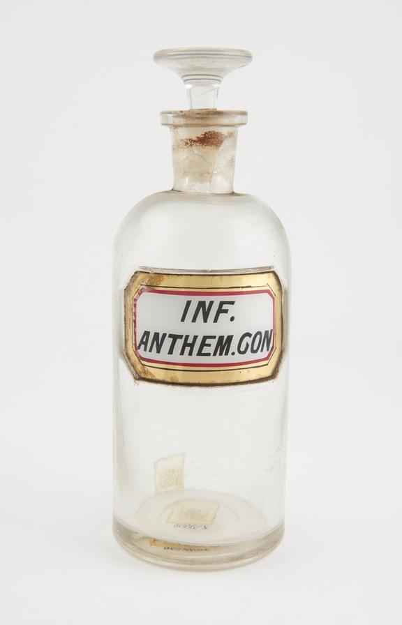 Bottle, clear glass, trace contents