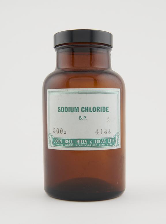 Glass storage jar used for sodium chloride, 1951-1970