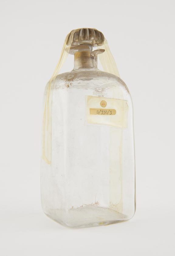 Gilt clear glass decanter, English?, 1820-1900