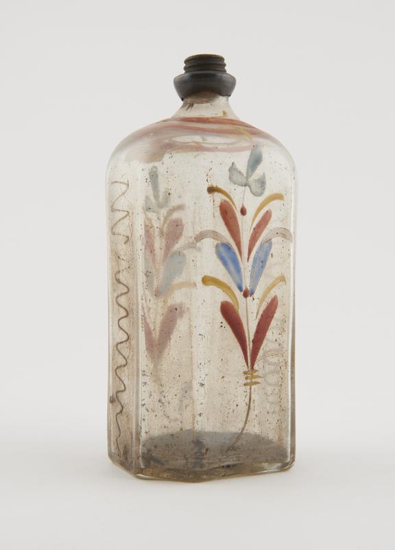 Painted glass storage bottle, ? Swiss, 1730-1830