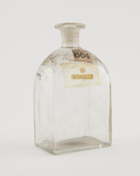 Polished clear glass decanter, English?, 1820-1880