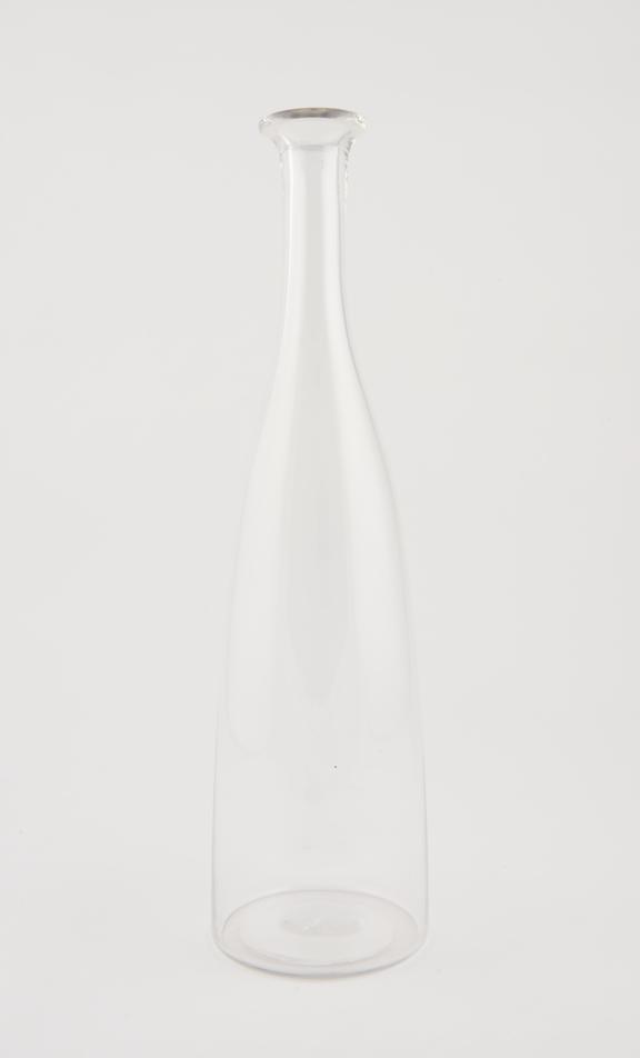 Wine bottle, clear glass, perhaps English, 1875-1925