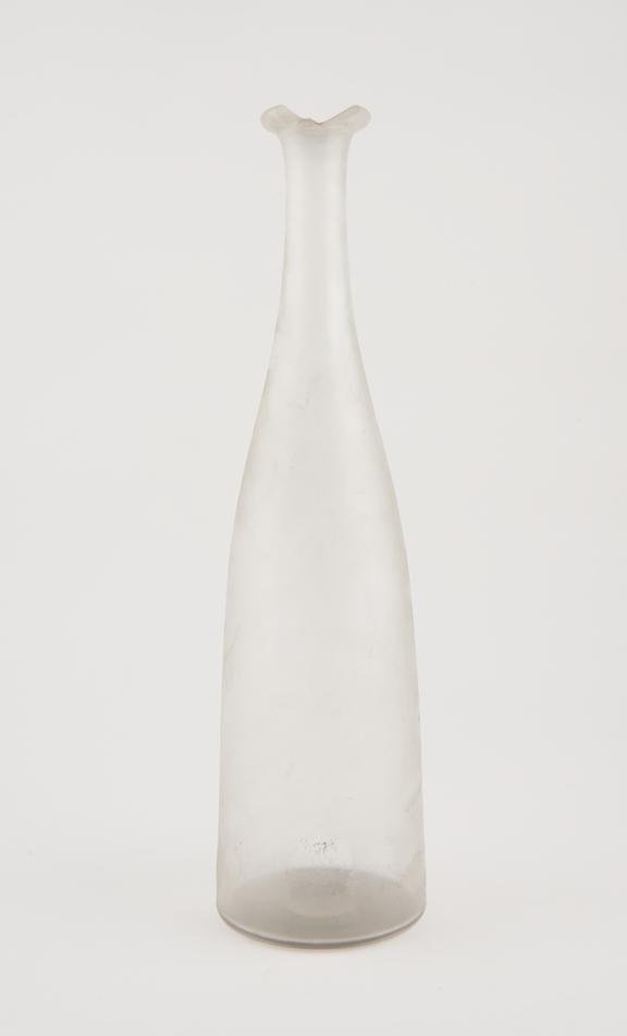 Wine bottle, clear glass, perhaps English, 1875-1925