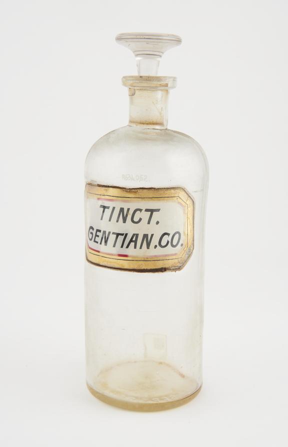 Bottle, clear glass, trace contents