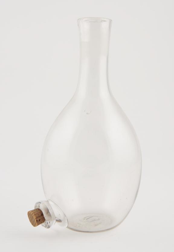 Retort, clear glass, European, 19th century