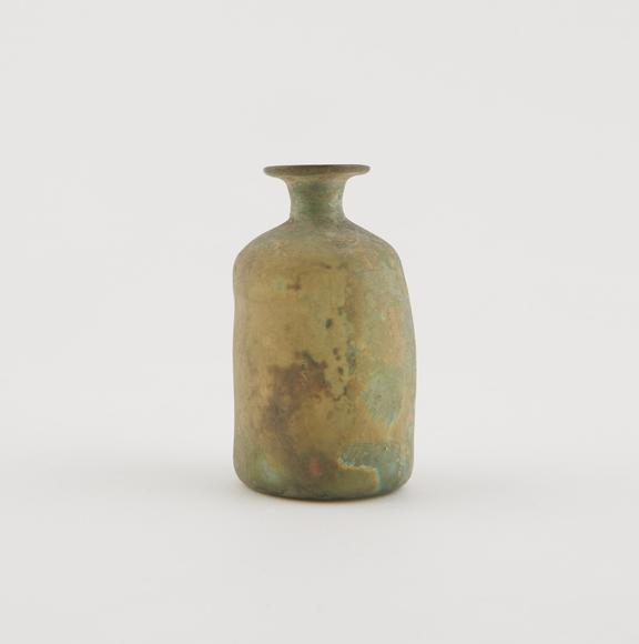 Iridescent green glass bottle, European, 17th-18th centuries